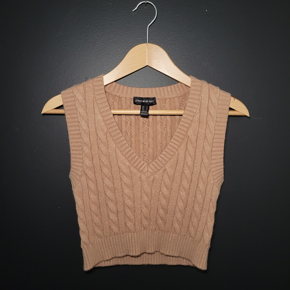 Brown Cable Knit Crop Top